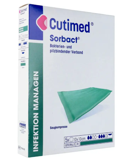 Cutimed Sorbact Saugkompresse steril, 10 x 10 cm